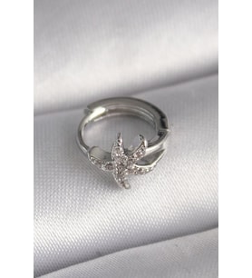 316L Çelik Gümüş Renk Zirkon Taşlı Deniz Yıldızı Model Tragus Piercing - TJ-PR1319