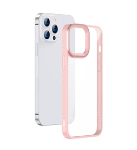 Baseus Crystal iPhone 13 Pro Max Kılıf Jel Çerçeve Zırhlı Silikon Kılıf (Pembe)