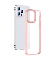Baseus Crystal iPhone 13 Pro Max Kılıf Jel Çerçeve Zırhlı Silikon Kılıf (Pembe)