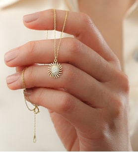 Saklı Takı 925 Ayar Gold Güneş Gümüş Kolye
