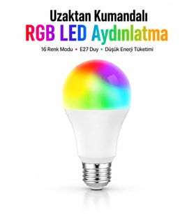 Kumanda Destekli Çok Renkli Akıllı LED Ampul