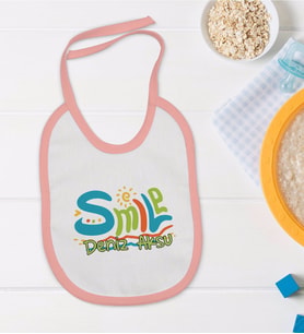 BK Kids Kişiye Özel Pembe Bebek Mama Önlüğü - Model 140