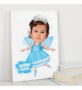Melek Kız Karikatürlü Kanvas Tablo