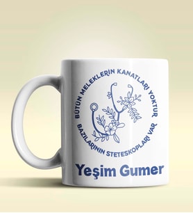 Kişiye Özel Steteskop Tasarımlı Beyaz Kupa Bardak
