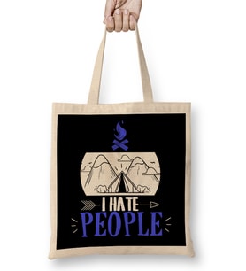 Funny I Hate People Camping Pun Introvert Camper Bez Çanta Uzun Saplı