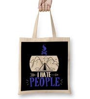 Funny I Hate People Camping Pun Introvert Camper Bez Çanta Uzun Saplı