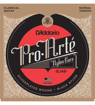 D'Addario EJ49 Pro-Arte Black Nylon Klasik Gitar Tel Seti (Normal Tansiyon)  İkonik Siyah Naylon Üst Teller, Sıcak Ton Karakteri ve Estetik Görünüm