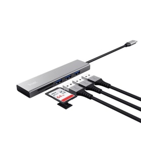 Trust 24191 Halyx Fast 3.2 Usb-C Hub & Kart Okuyucu (Gri)