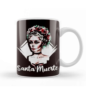Santa Muerte Female Deity Satanic Mexican Sugar Skull Dead Kupa Bardak Porselen