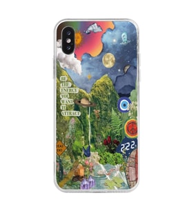 Iphone XS MAX Uyumlu Doğa Kolaj Aesthetic Tasarımlı Şeffaf Telefon Kılıfı
