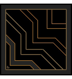 Geometrik Desen Gold Seri Twill Eşarp Eşarp Askısı ile Birlikte 90x90 cm Siyah P