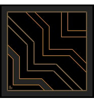 Geometrik Desen Gold Seri Twill Eşarp Eşarp Askısı ile Birlikte 90x90 cm Siyah P