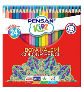 Pensan Kidz Kuru Boya Kalemi 24 Renk Tam Boy