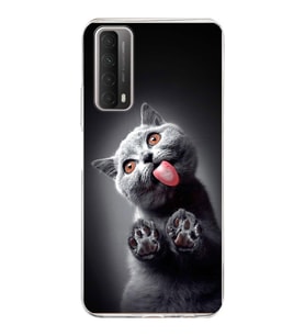 PrintiFy Huawei P Smart 2021 ile Uyumlu 1mm Slim Fit Kedi 2 050c Baskılı Şeffaf  Kılıf