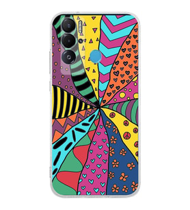 PrintiFy Teco Pova Neo ile Uyumlu 1mm Slim Fit Retro Renkler 4 Baskılı Şeffaf  Kılıf