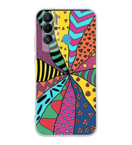 PrintiFy Teco Pova Neo ile Uyumlu 1mm Slim Fit Retro Renkler 4 Baskılı Şeffaf  Kılıf