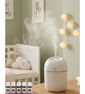 Kompakt Mini Hava Nemlendirici 5 Esans Hediyeli LED Işıklı USB Aromaterapi Cihazı