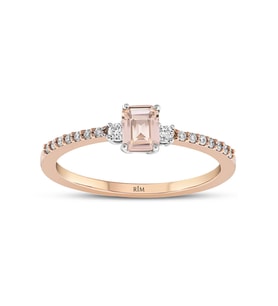 0.55 Karat Laboratuvar Pırlanta Morganite Yüzük - HRD Sertifikalı