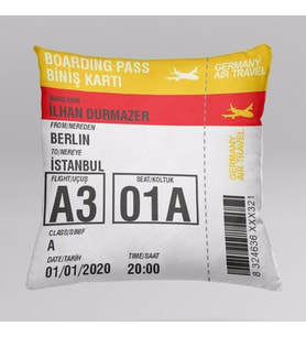 Uçak Bileti Tasaarımlı Baskılı Yastık-2