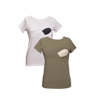 LuvmaBelly MYRA2516_2505 Emzirme tshirt seti (Beyaz - Haki)