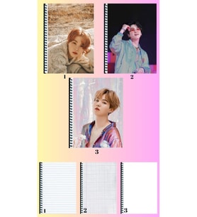 Suga BTS 3 adet defter A4 büyük boy çizgili_kareli_çizgisiz