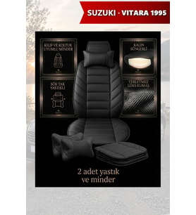 suzuki vitara 1995 Koltuk ve Kılıf uyumlu Lüks Siyah Minder Yastık 2 Minder 2 Yastık