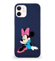Apple iPhone 12 Soft Premier Kapak Minnie Mouse-E Tasarımlı Silikon Kılıf - Lacivert (Şeffaf)