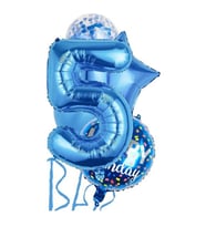 Mavi 5 Yaş Happy Birthday Konfetili Balon Set