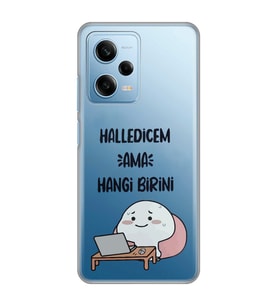 Redmi Note 12 Pro 5G Uyumlu Halledicem Tasarımlı Şeffaf Telefon Kılıfı