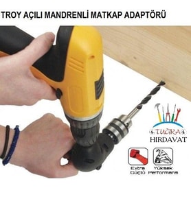 Troy 90000 Açılı Matkap Adaptör Mandrenli Köşe Delme Vidalama Ucu