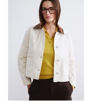 LCW Vision Beyaz Kontrast Yaka Oversize Kadın Ceket