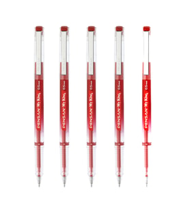 My King İğne Uçlu Metal Klipsli Jel Tükenmez Kalem 0.5 Mm Kırmızı - 5 Adet
