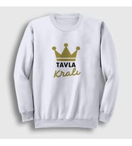 Presmono Unisex Beyaz Backgammon King Tavla Kralı Oyun V3 Sweatshirt 416991tt (Beyaz)