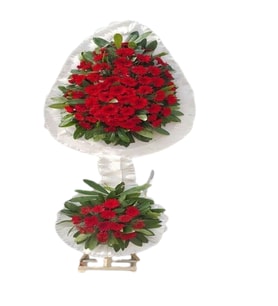 ÇİFT KATLI KIRMIZI GERBERA ÇELENK