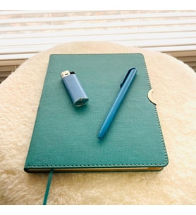 Hediyelik Set (defter,kalem.çakmak) Turkuaz renk  İSİM YAZILABİLİR