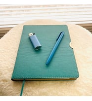 Hediyelik Set (defter,kalem.çakmak) Turkuaz renk  İSİM YAZILABİLİR