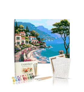 Sayılarla Boyama Seti 40 x 50 cm Tuval Şasesine Gerili Sahil Kasabası