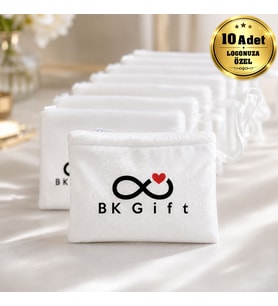 Logonuza Özel 10 Adet 14x18,5 cm Askılı Fermuarlı İpek El Cüzdanı Çift Taraf Baskılı