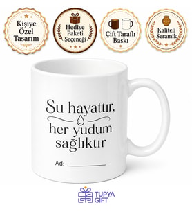 Su Hatırlatıcı Çay Kupası - Sağlık Odaklı Hediye Bardak