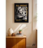 My Hero Academia All Might Poster, Siyah Çerçeveli Duvar Tablosu - Anime Severlere