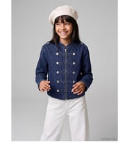 LCW Kids Mavi Düğme Detaylı Kız Çocuk Jean Ceket