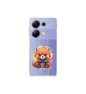 Redmi Note 13 Pro 4G ile Uyumlu Splash Tilki Tasarımlı Şeffaf Silikon Kılıf