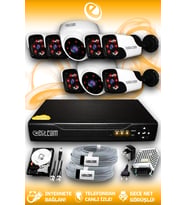 ELITCAM 8 Kameralı Panda 2 İç Kamera Set 500 GB HDD Full HD Gece Görüşlü Güvenlik Kamerası Sistemi