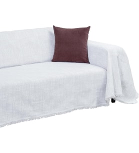 Pamuklu Püsküllü Koltuk Örtüsü 180x300 Large Çift Taraflı Terletmez Kaymaz,Gri