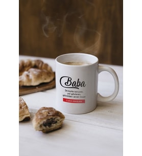 giftcrea Babalar Günü Porselen Kupa , Kişiselleştirilebilir İsme Özel Kulplu Kupa, Mug Bardak