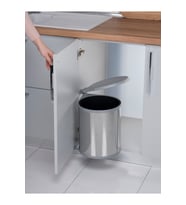 Silindirik Çöp Kovası, Paslanmaz/metalik Gri -13lt