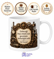 Steampunk Buhar Makinesi Çark Dişli Alternatif Tarih Temalı Baskılı Porselen Kupa Bardak Hediye