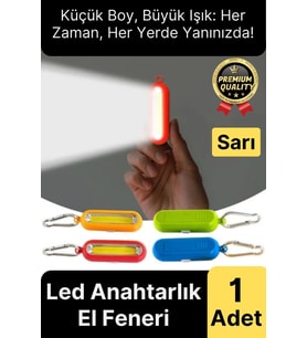 Premium Taşınabilir Kamp Okul Güçlü Işık Aydınlatma 3 Modlu Pilli Sarı Mini Led Anahtarlık El Feneri