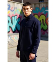 Erkek Dik Yaka Fermuarlı Standart Kol Polar Sweatshirt Fonksiyonel Dayanıklı Kaliteli Spor