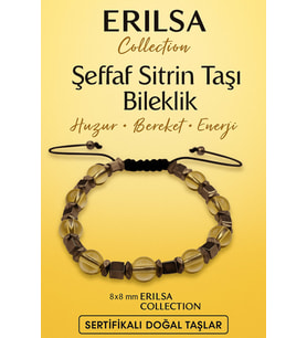 Sertifikalı Şeffaf Sitrin Doğal Taş Bileklik - 8x8 mm Bereket Enerji ve Huzur Taşı (Çok Renkli)